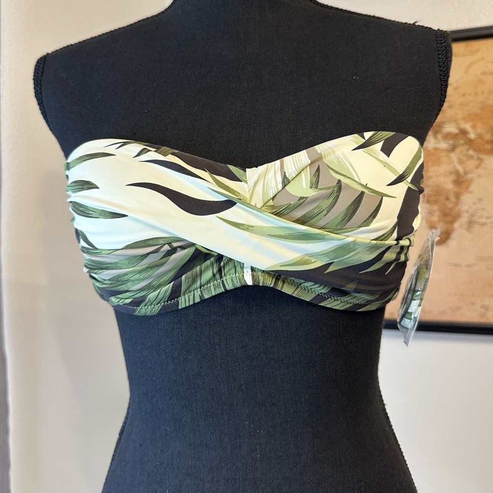 BAR III tropical leaves bandeau swim top